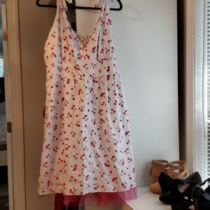 White dress with pink cherry print
